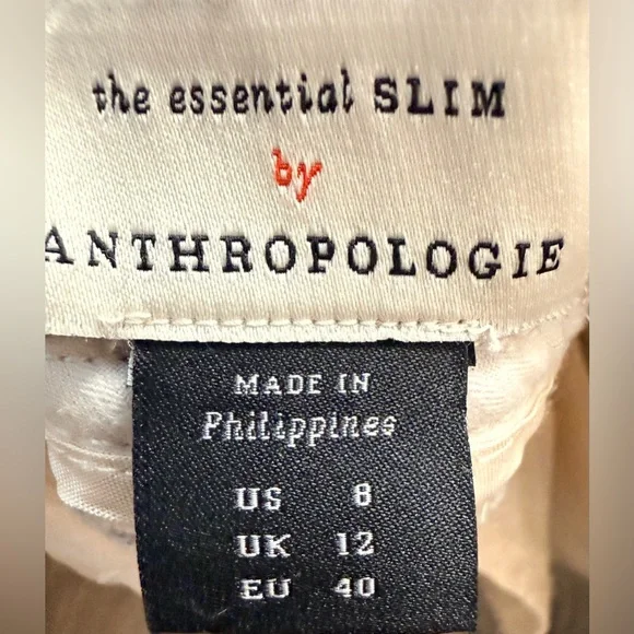 Anthropologie essential slim navy white stripe preppy cotton lightweight pants 8 - Picture 11 of 15